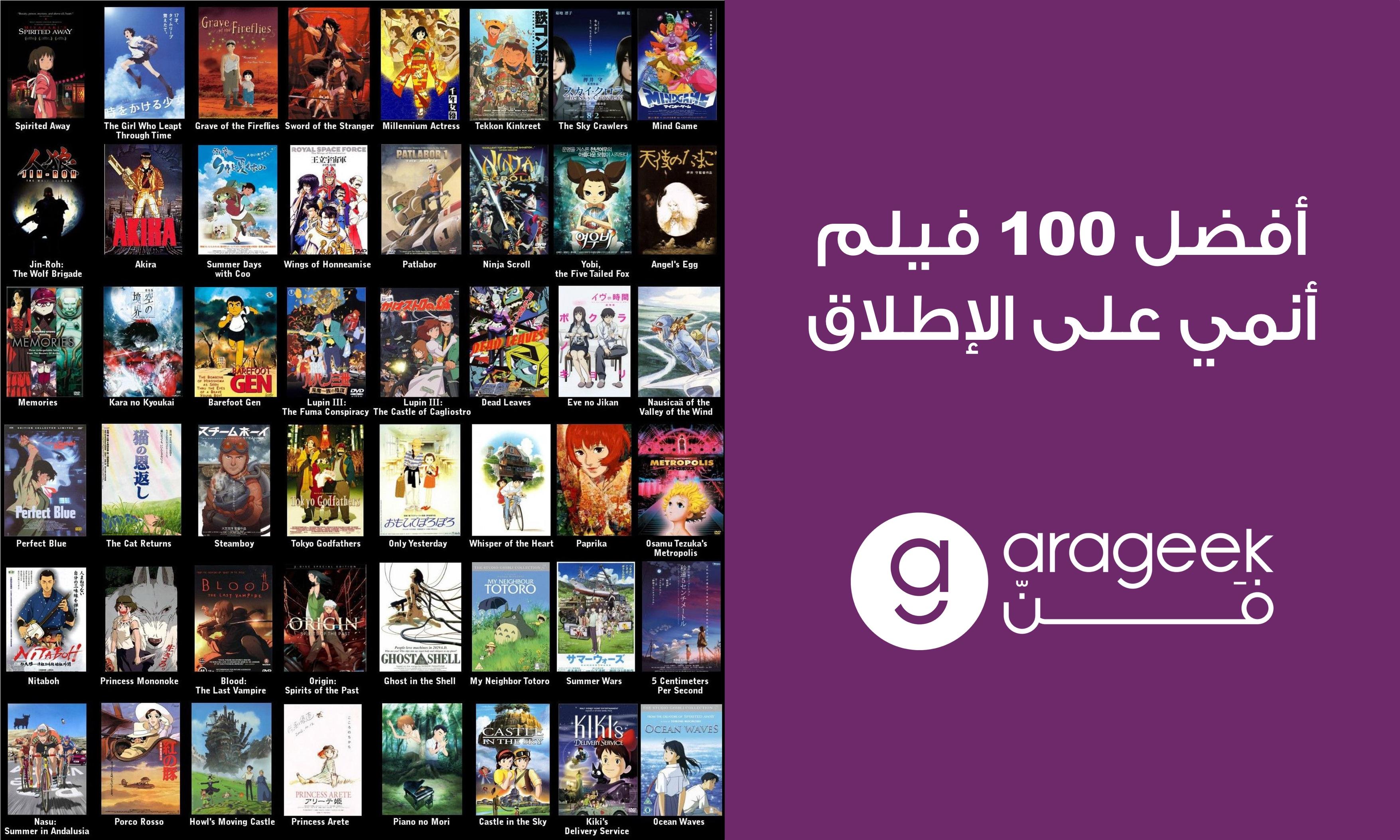 أفضل 100 فيلم أنمي.ز إليك قائمة طويلة ومميزة..لا تفوت مشاهدتها في العطلة