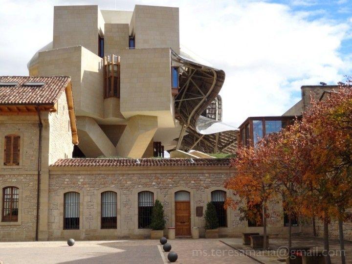 Hotel Marqués de Riscal seen from the side of the winery, Elciego, Spain