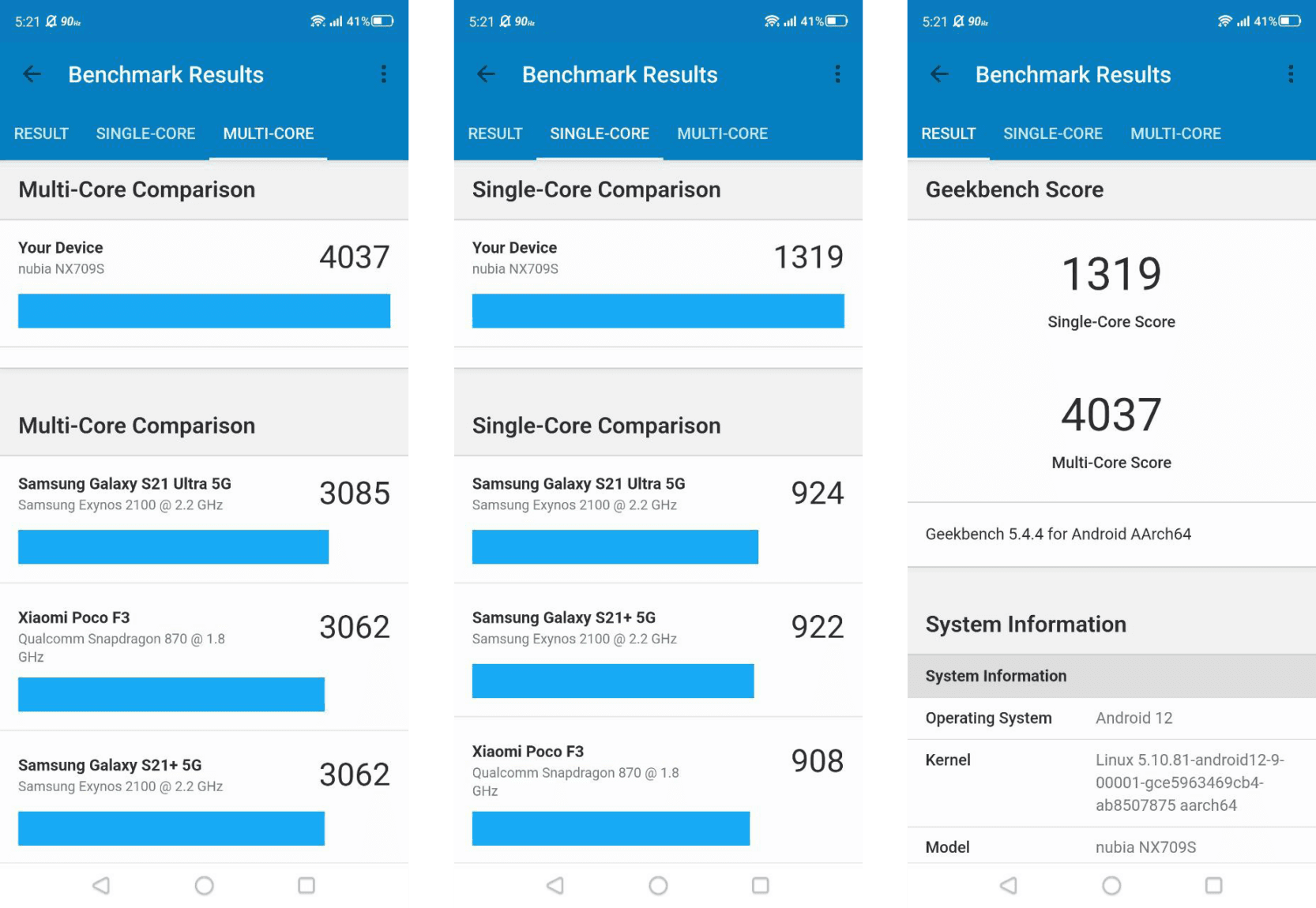 نتائج اختبار Geekbench 5