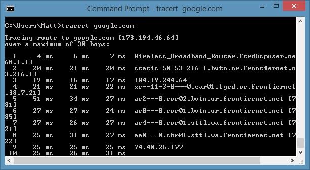 اوامر دوس Tracert