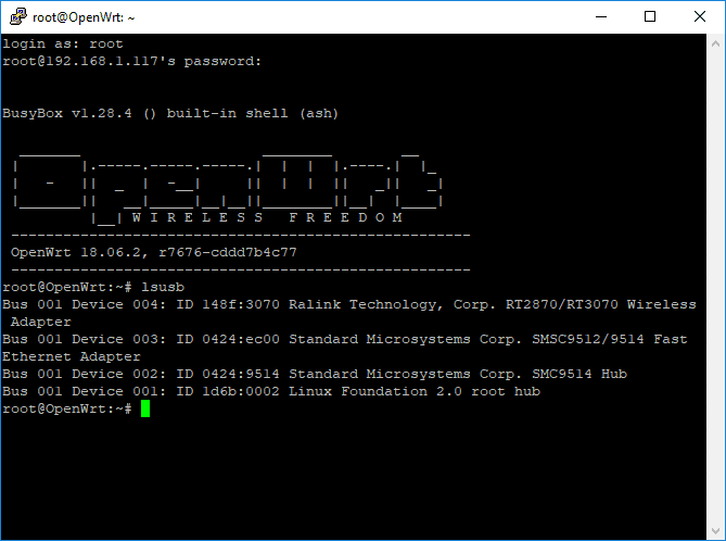 OpenWRT-Terminal-lsusb