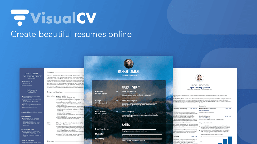 كتابة سيرة ذاتية - موقع Visual CV