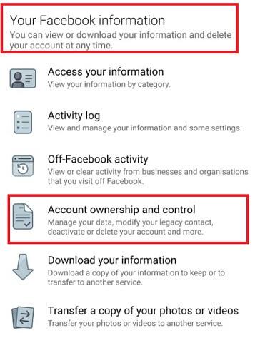 your facebook information