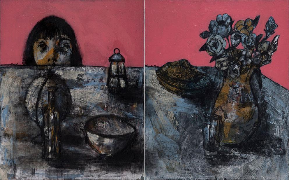 NBM8 Noor Bahjat ‘Untitled’ 100 X 80 cm. each Mixed media on canvas 2015